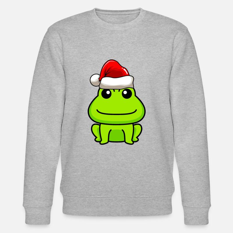 Frosch Comic Weihnachten - Stanley/Stella Unisex Bio-Sweatshirt CHANGER  - Grau meliert