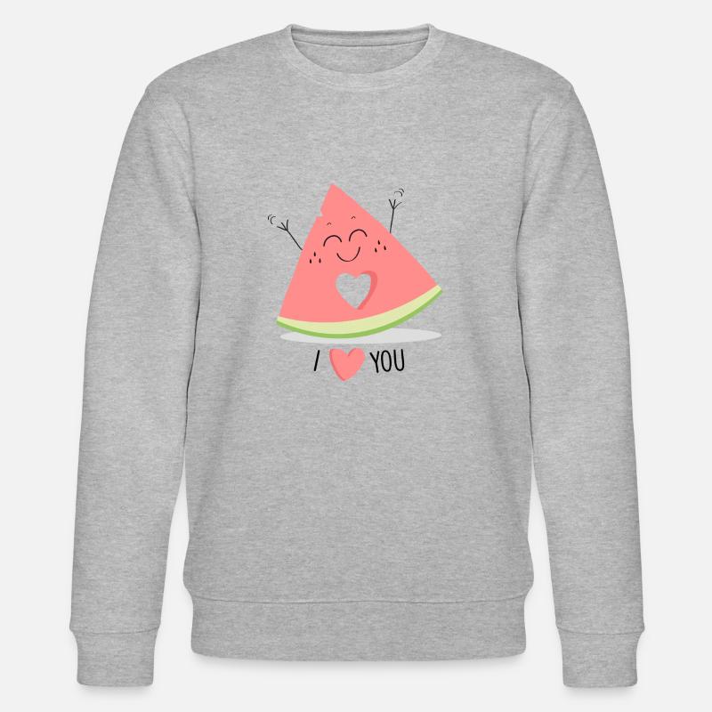 Ich liebe dich Wassermelone - Stanley/Stella Unisex Bio-Sweatshirt CHANGER  - Grau meliert