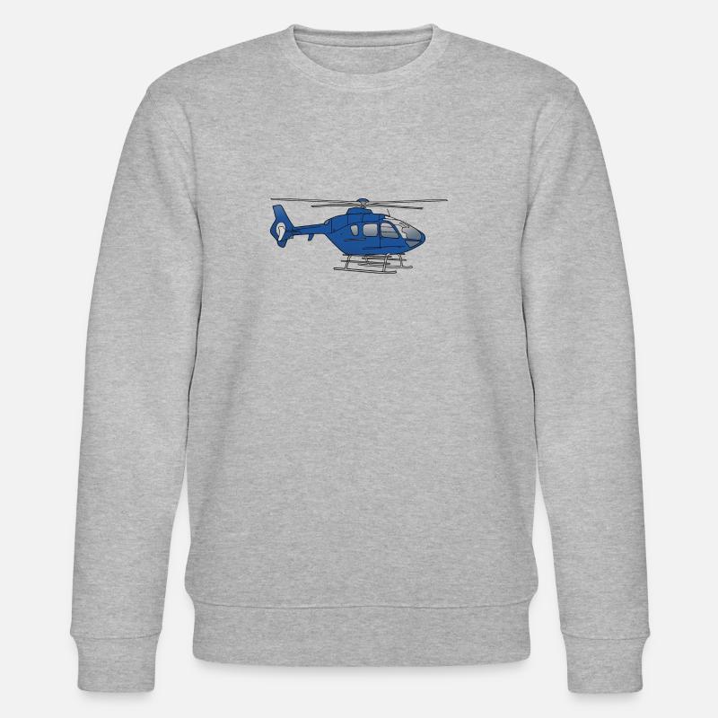 Blauer Hubschrauber Helikopter - Stanley/Stella Unisex Bio-Sweatshirt CHANGER - Grau meliert
