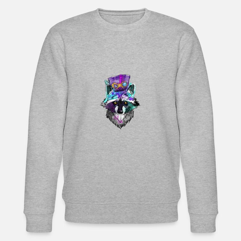 Waschbär mit Hut - Stanley/Stella Unisex Bio-Sweatshirt CHANGER  - Grau meliert