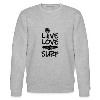 115 Live long surf - Stanley/Stella CHANGER Unisex Organic Sweatshirt - heather grey - Front - Nik (191cm) & Marisol (170cm)