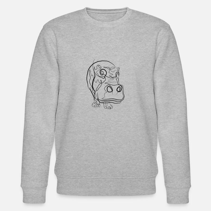 Hippopotames - one line drawing - Sweat bio CHANGER Stanley/Stella Unisexe - gris chiné