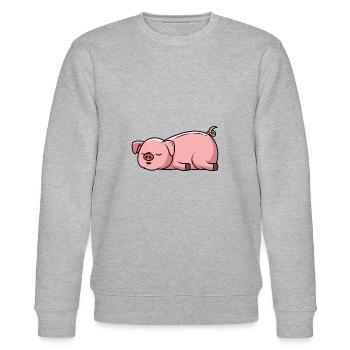Sleep Pig Sleep Tired pig lazy pig Nope - Stanley/Stella CHANGER Unisex Organic Sweatshirt - heather grey - Front - Nik (191cm) & Marisol (170cm)