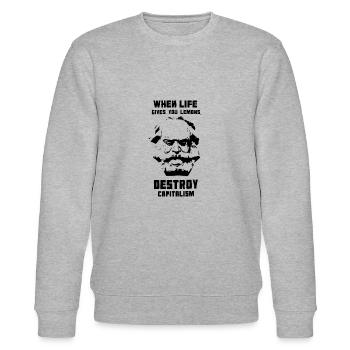 Karl Marx - Stanley/Stella CHANGER Unisex Organic Sweatshirt - heather grey - Front - Nik (191cm) & Marisol (170cm)