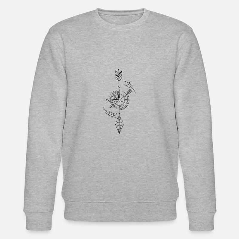 Kompass, Uhr, Navigation , Pfeil, Zeit - Stanley/Stella Unisex Bio-Sweatshirt CHANGER  - Grau meliert