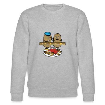 Crime Kartoffel Tot - Stanley/Stella Unisex Bio-Sweatshirt CHANGER  - Grau meliert - Vorne - Nik (191cm) & Marisol (170cm)