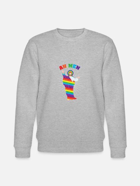 Gay Pride Rainbow Gay Jesus Ah man - Stanley/Stella CHANGER Unisex Organic Sweatshirt - heather grey