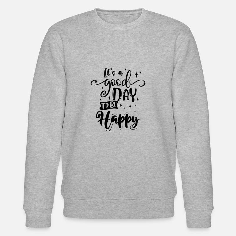 Glücklich Zitat - Stanley/Stella Unisex Bio-Sweatshirt CHANGER  - Grau meliert