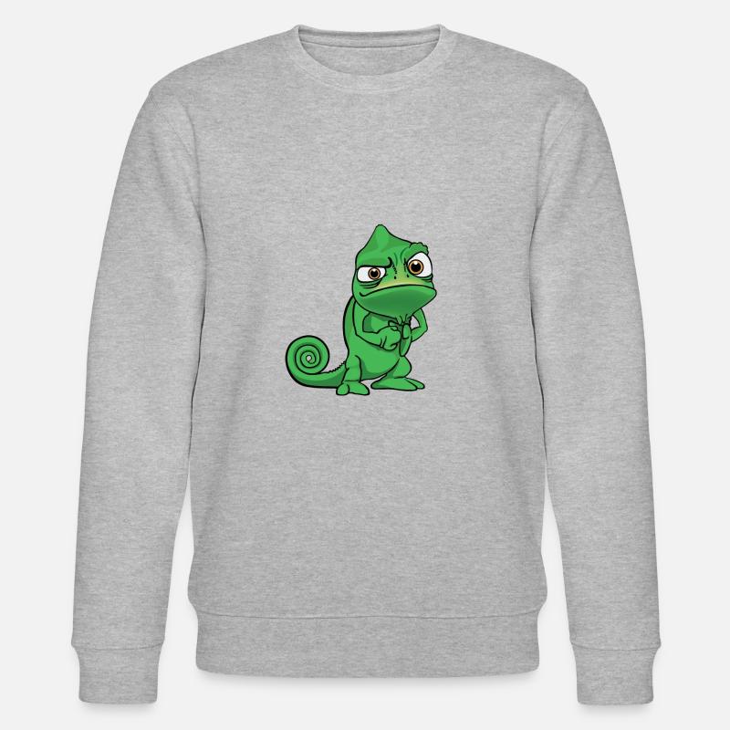 Comic Chamäleon Witzig Grimmig - Stanley/Stella Unisex Bio-Sweatshirt CHANGER  - Grau meliert