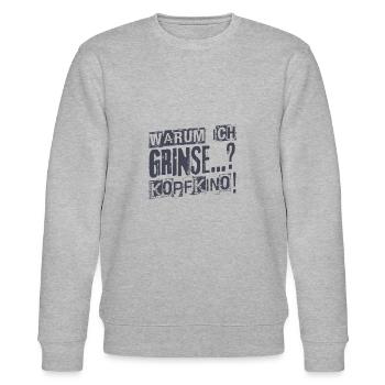 Warum ich grinse? Kopfkino! - Stanley/Stella Unisex Bio-Sweatshirt CHANGER  - Grau meliert - Vorne - Nik (191cm) & Marisol (170cm)