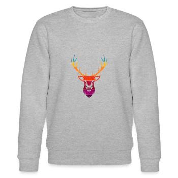 Abstract Colorful Deer Design - Sweat bio CHANGER Stanley/Stella Unisexe - gris chiné - Devant - Nik (191cm) & Marisol (170cm)