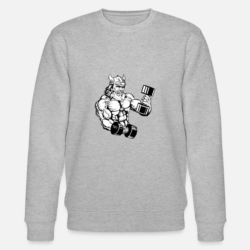 Wikinger Viking Bodybuilder Training Gym - Stanley/Stella CHANGER Unisex Organic Sweatshirt - heather grey