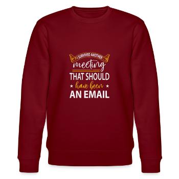 Meeting survived - Stanley/Stella CHANGER Unisex Organic Sweatshirt - burgundy - Front - Nik (191cm) & Marisol (170cm)