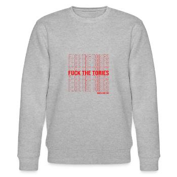 Fuck the Tories haben einen schönen Tag Boris Wahl - Stanley/Stella Unisex Bio-Sweatshirt CHANGER  - Grau meliert - Vorne - Nik (191cm) & Marisol (170cm)