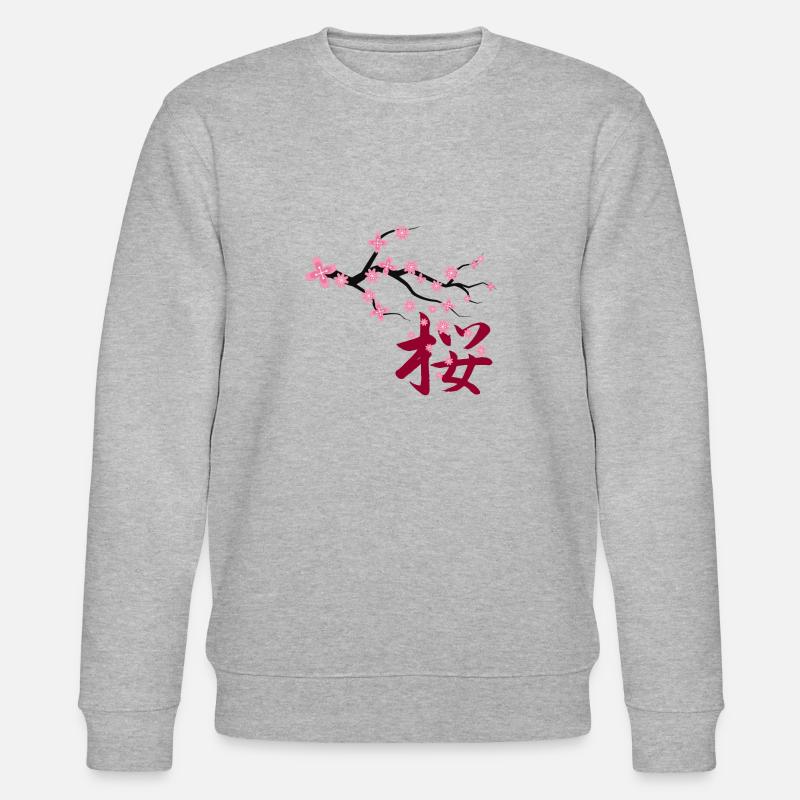 Hanami Blume Sakura Kanji - Stanley/Stella Unisex Bio-Sweatshirt CHANGER - Grau meliert