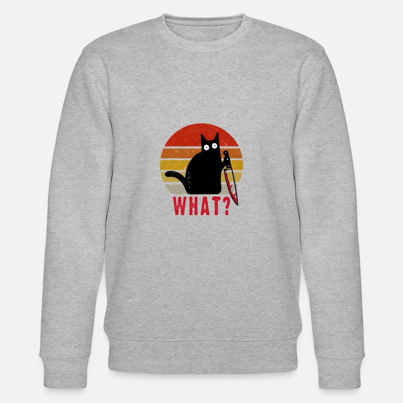 Schwarze Katze mit Messer was? - Stanley/Stella Unisex Bio-Sweatshirt CHANGER  - Grau meliert