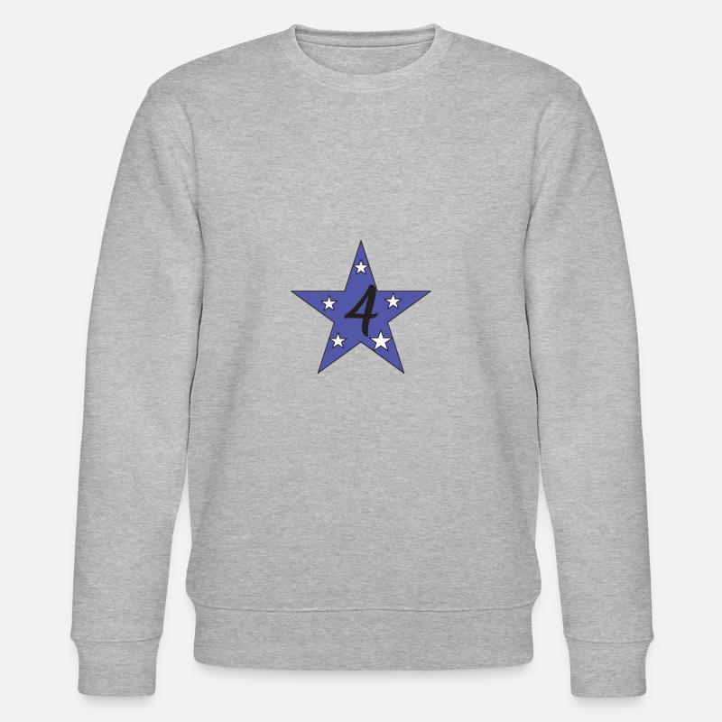 Sternenmotiv mit einer 4 - Stanley/Stella Unisex Bio-Sweatshirt CHANGER - Grau meliert