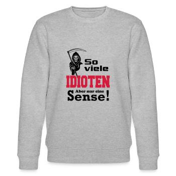 Sensenmann Idioten - Stanley/Stella Unisex Bio-Sweatshirt CHANGER  - Grau meliert - Vorne - Nik (191cm) & Marisol (170cm)