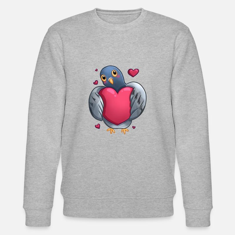 Taube mit Herz - Geschenk Idee - Stanley/Stella Unisex Bio-Sweatshirt CHANGER  - Grau meliert