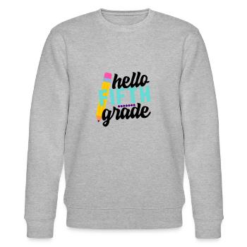 Hello Fifth Grade Student Teacher Colorful Back - Stanley/Stella CHANGER Unisex Organic Sweatshirt - heather grey - Front - Nik (191cm) & Marisol (170cm)