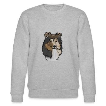 Langhaar Collie Mama | Collie Rough Collies - Stanley/Stella Unisex Bio-Sweatshirt CHANGER  - Grau meliert - Vorne - Nik (191cm) & Marisol (170cm)