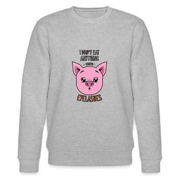 I don't eat anything that has eyelashes Vegan Love for animals - Stanley/Stella CHANGER Unisex Organic Sweatshirt - heather grey - Front - Nik (191cm) & Marisol (170cm)