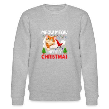 WEIHNACHTEN - MEOW MEOW MERRY CHRISTMAS KATZE - Stanley/Stella Unisex Bio-Sweatshirt CHANGER  - Grau meliert - Vorne - Nik (191cm) & Marisol (170cm)