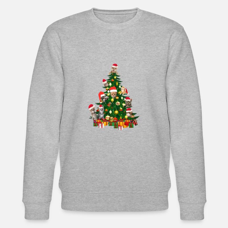 Katzenbaum Katze Weihnachtsbaum - Stanley/Stella Unisex Bio-Sweatshirt CHANGER  - Grau meliert