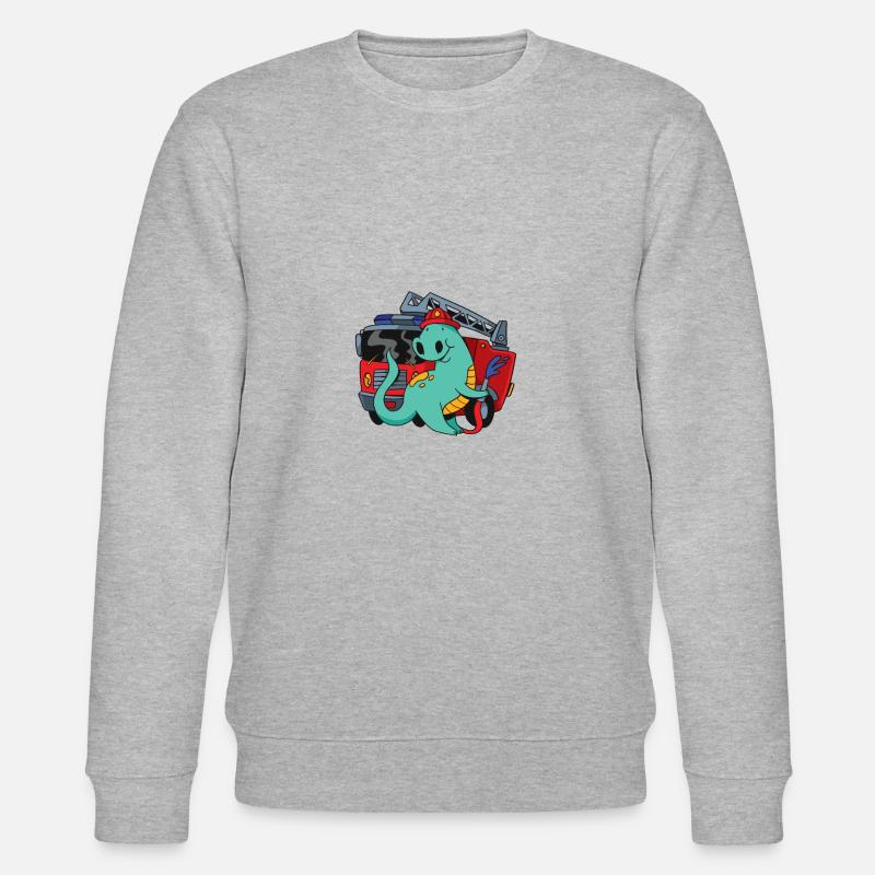 Feuerwehrauto mit Dino Blaulicht - Stanley/Stella Unisex Bio-Sweatshirt CHANGER - Grau meliert