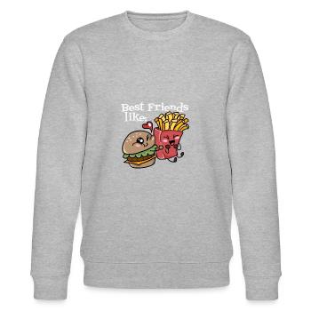 Best Friends Like (Burger) - Stanley/Stella CHANGER Unisex Organic Sweatshirt - heather grey - Front - Nik (191cm) & Marisol (170cm)