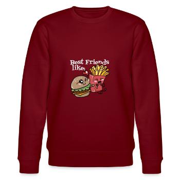 Best Friends Like (Burger) - Stanley/Stella Unisex Bio-Sweatshirt CHANGER  - Burgunderrot - Vorne - Nik (191cm) & Marisol (170cm)