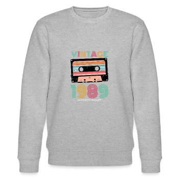Vintage 1989 89 Anniversaire rétro Millésime cadeau - Sweat bio CHANGER Stanley/Stella Unisexe - gris chiné - Devant - Nik (191cm) & Marisol (170cm)