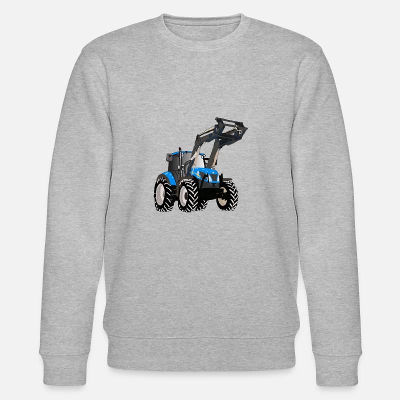 Blauer Traktor mit Frontlader - Stanley/Stella Unisex Bio-Sweatshirt CHANGER  - Grau meliert