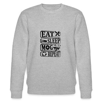 Eat, Sleep, Mog, Repeat, - Unimog - Oldtimer - Stanley/Stella CHANGER Unisex Organic Sweatshirt - heather grey - Front - Nik (191cm) & Marisol (170cm)