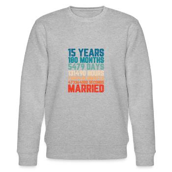 15 Jahre verheiratet Hochzeit Ehe Spruch Geschenk - Stanley/Stella Unisex Bio-Sweatshirt CHANGER  - Grau meliert - Vorne - Nik (191cm) & Marisol (170cm)