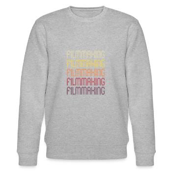 Filmemacher Film Filmklappe Spruch Retro Geschenk - Stanley/Stella Unisex Bio-Sweatshirt CHANGER  - Grau meliert - Vorne - Nik (191cm) & Marisol (170cm)