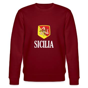 Sicilia Palermo Italienisch Wappen Sizilien - Stanley/Stella Unisex Bio-Sweatshirt CHANGER  - Burgunderrot - Vorne - Nik (191cm) & Marisol (170cm)