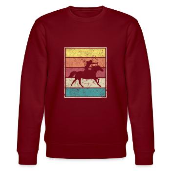 Pferd zurück Bogenschießen - Stanley/Stella Unisex Bio-Sweatshirt CHANGER  - Burgunderrot - Vorne - Nik (191cm) & Marisol (170cm)
