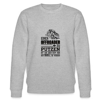 Geländewagen Dachzelt Matsch Allrad Reisefahrzeug - Stanley/Stella Unisex Bio-Sweatshirt CHANGER  - Grau meliert - Vorne - Nik (191cm) & Marisol (170cm)