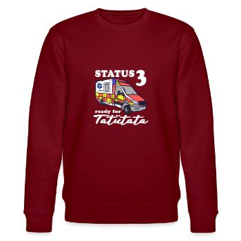 Status 3 ready for Tatütata Rettungsdienst - Stanley/Stella Unisex Bio-Sweatshirt CHANGER  - Burgunderrot - Vorne - Nik (191cm) & Marisol (170cm)