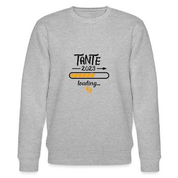 Aunt 2023 Loading Pregnancy Announcement Birth - Stanley/Stella CHANGER Unisex Organic Sweatshirt - heather grey - Front - Nik (191cm) & Marisol (170cm)