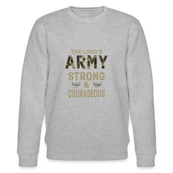 The Lord ́s Army strong & courageous - Stanley/Stella CHANGER Unisex Organic Sweatshirt - heather grey - Front - Nik (191cm) & Marisol (170cm)