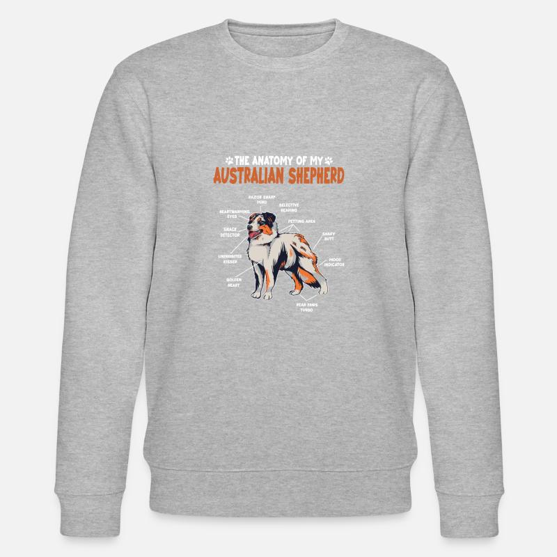 Australian Shepherd Aussie Anatomie Aussie - Stanley/Stella Unisex Bio-Sweatshirt CHANGER - Grau meliert