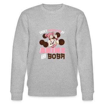 Geek Lovers Life Powered By Tea Bubble Lifestyle - Stanley/Stella CHANGER Unisex Organic Sweatshirt - heather grey - Front - Nik (191cm) & Marisol (170cm)