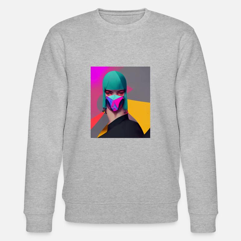 Frau mit Maske - Stanley/Stella Unisex Bio-Sweatshirt CHANGER  - Grau meliert