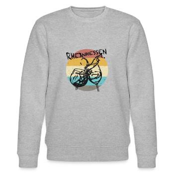 schönes Rheinhessen T-Shirt, Wein, Weingläser - Stanley/Stella Unisex Bio-Sweatshirt CHANGER  - Grau meliert - Vorne - Nik (191cm) & Marisol (170cm)