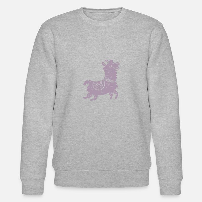 süßes Lama Alpaca - Stanley/Stella Unisex Bio-Sweatshirt CHANGER  - Grau meliert