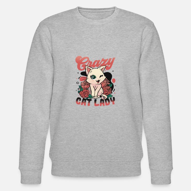 Verrückte Katzenlady - Stanley/Stella Unisex Bio-Sweatshirt CHANGER  - Grau meliert