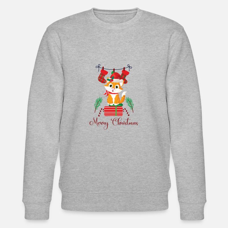 Weihnachten mit Katze - Stanley/Stella Unisex Bio-Sweatshirt CHANGER  - Grau meliert
