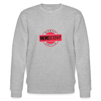 Social Media Meme Mitgliedschaftsantrag - Stanley/Stella Unisex Bio-Sweatshirt CHANGER  - Grau meliert - Vorne - Nik (191cm) & Marisol (170cm)